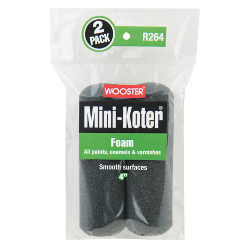 R264-4 Mini Roller Cover, 4 in L, Foam Cover, 2/PK