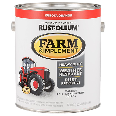 280183 Farm Equipment Paint, Oil Base, Gloss Sheen, Kubota Orange, 1 gal, 520 sq-ft/gal Coverage Area