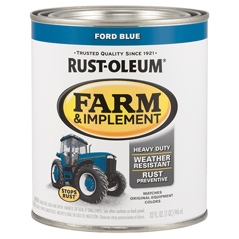 280153 Farm Equipment Paint, Oil Base, Gloss Sheen, Ford Blue, 1 qt, 130 sq-ft/qt Coverage Area