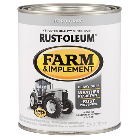 280154 Farm Equipment Paint, Oil Base, Gloss Sheen, Ford Gray, 1 qt, 130 sq-ft/qt Coverage Area