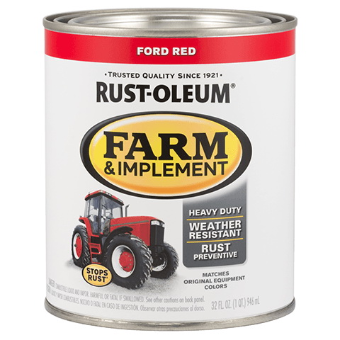 280155 Farm Equipment Paint, Oil Base, Gloss Sheen, Ford Red, 1 qt, 130 sq-ft/qt Coverage Area