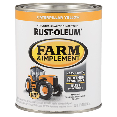 280163 Farm Equipment Paint, Oil Base, Gloss Sheen, Caterpillar Yellow, 1 qt, 130 sq-ft/qt Coverage Area