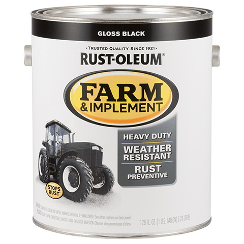 280165 Farm Equipment Paint, Oil Base, Gloss Sheen, Gloss Black, 1 gal, 520 sq-ft/gal Coverage Area