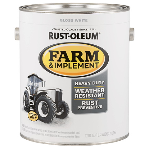 280166 Farm Equipment Paint, Oil Base, Gloss Sheen, Gloss White, 1 gal, 520 sq-ft/gal Coverage Area