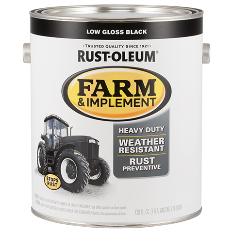 280168 Farm Equipment Paint, Oil Base, Gloss Sheen, Low Gloss Black, 1 gal, 520 sq-ft/gal Coverage Area