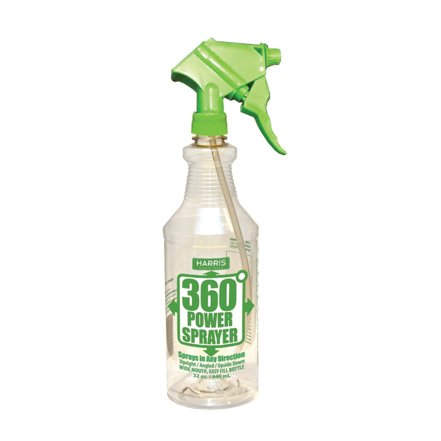 360-32S Spray Bottle, 32 oz Capacity, Adjustable Nozzle, Plastic, Clear/Green
