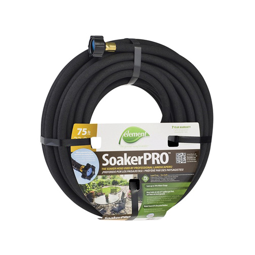 Element CELSP38075 Soaker Hose, 3/8 in, 75 ft L, 0.5 to 1 gpf, Rubber, Black