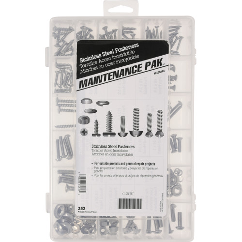 Maintenance PAK Series Fastener Assortment Kit, Hillman, Stainless Steel, 252-Piece - 3