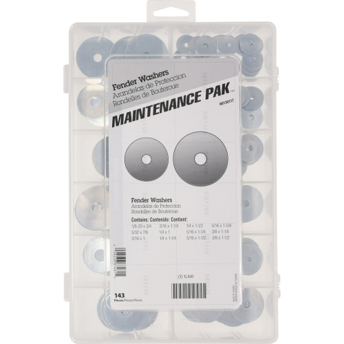 Maintenance PAK Series Fender Washer Assortment Kit, Hillman, Zinc, 143-Piece - 3