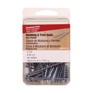 Hillman 42054 Moulding and Trim Nail, 2-1/2 in L, Steel, Zinc, Trim Head, Smooth Shank, 6 oz