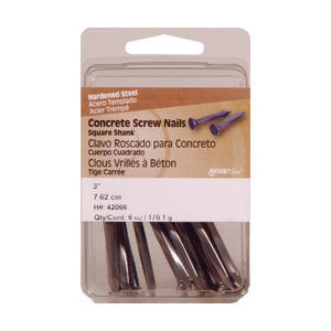 Hillman 42066 Concrete Screw Nail, Concrete Nails, 10D, 3 in L, Steel, Tempered Hardened, Flat Head, Silver, 6 oz