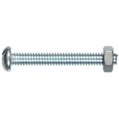 HILLMAN 1742 Machine Screw with Nut, 1/4-20 Thread, 1-1/4 in L, Coarse Thread, Round Head, Combo Drive, Zinc, 20 PK - 2