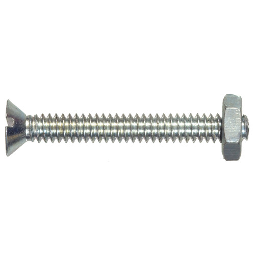 HILLMAN 1764 Machine Screw with Nut, #6-32 Thread, 1/2 in L, Coarse Thread, Flat Head, Slotted Drive, Zinc, 75 PK - 2