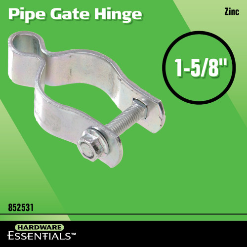 Hardware Essentials 852531 Pipe Gate Hinge, 1-5/8 in Dimensions, Steel, Zinc