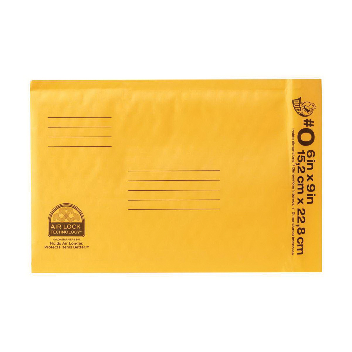 Duck BKE-0 Bubble Mailer, 6 x9 in, Kraft Paper, Manila, Self-Seal Closure