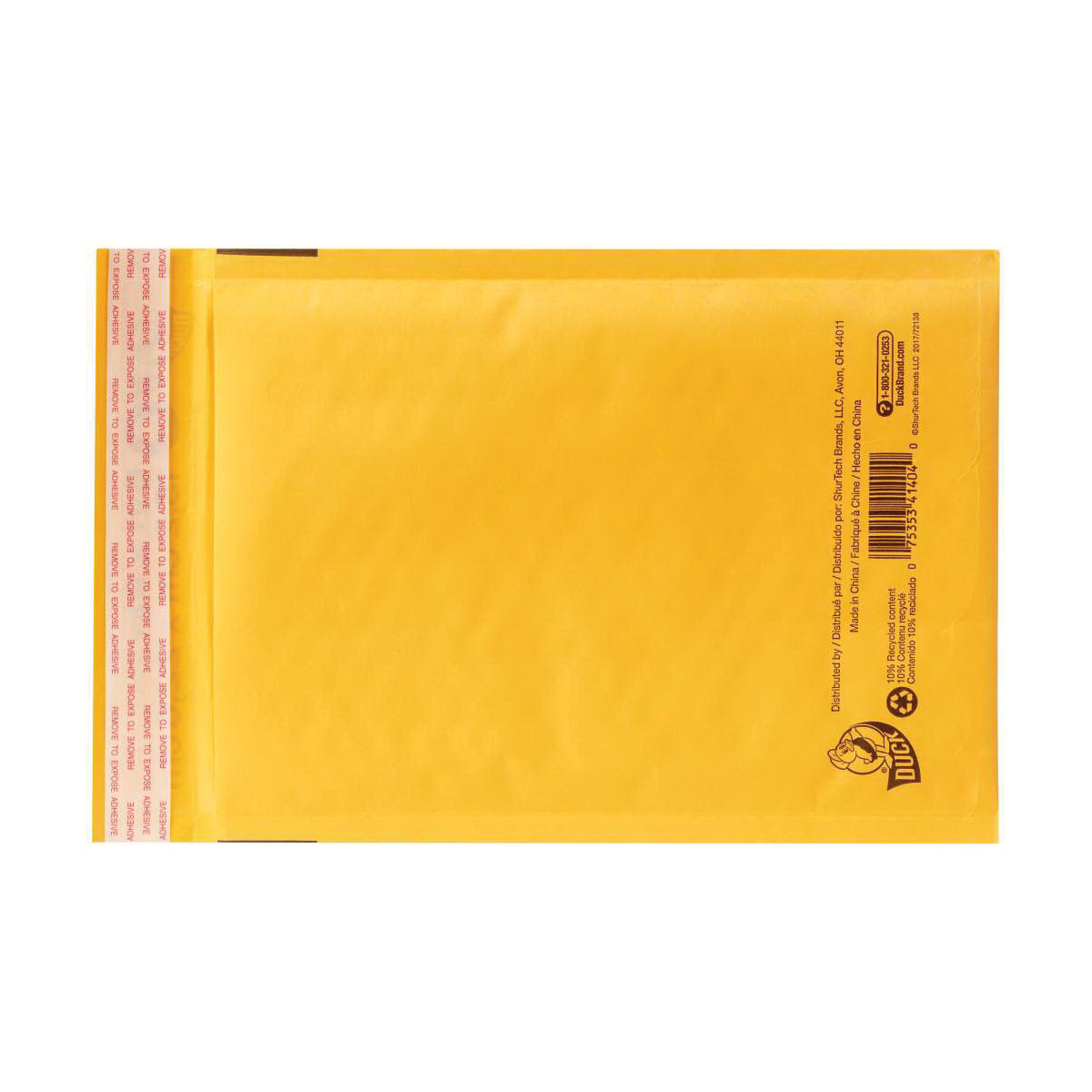 Duck BKE-0 Bubble Mailer, 6 x9 in, Kraft Paper, Manila, Self-Seal Closure