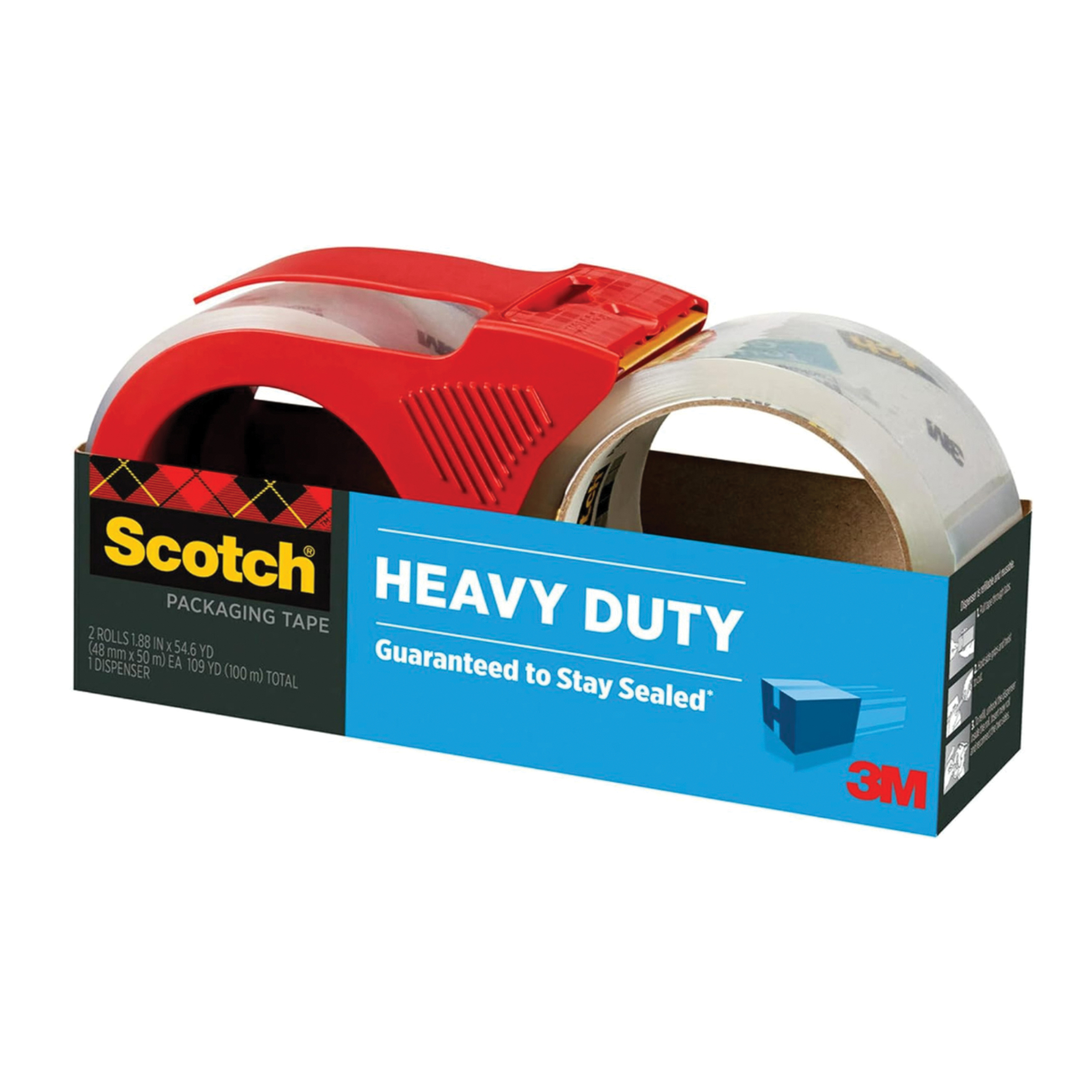 Scotch 3850-2-1RD Series Packaging Tape, 54.6 yd L, Clear