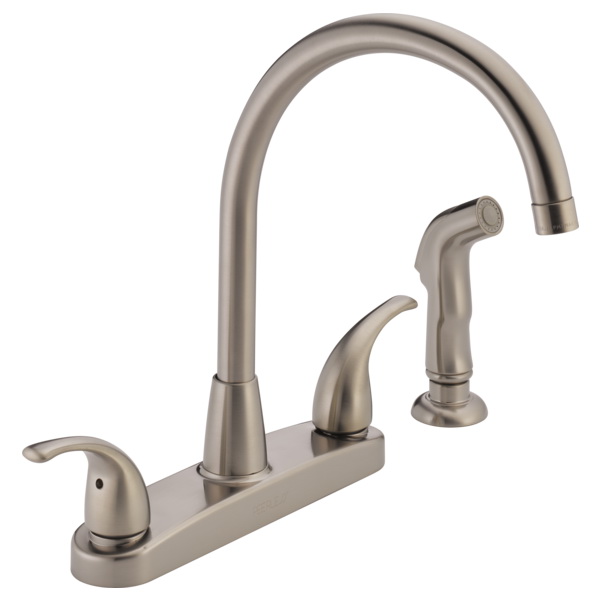 Peerless Tunbridge Series P299578LF-SS Kitchen Faucet, 1.8 gpm, Metal, Stainless, Deck Mounting, 8 in Faucet Centers