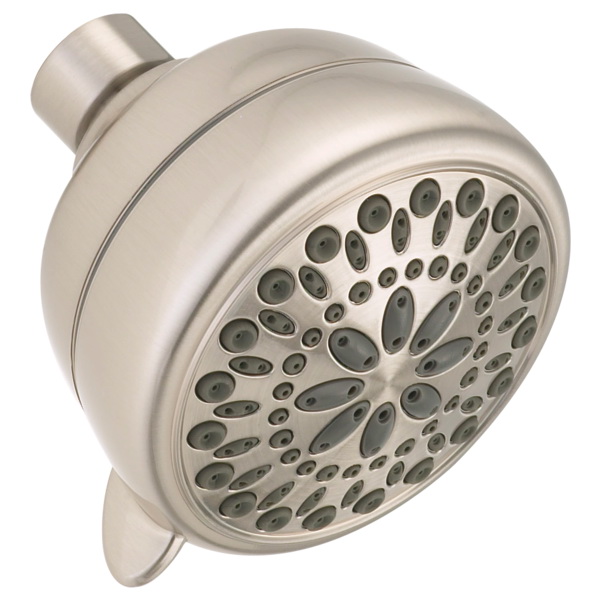 75763CSN Shower Head, Round, 1.75 gpm, 1/2 in Connection, IPS, 7-Spray Function, Plastic, Nickel, 3-3/8 in Dia