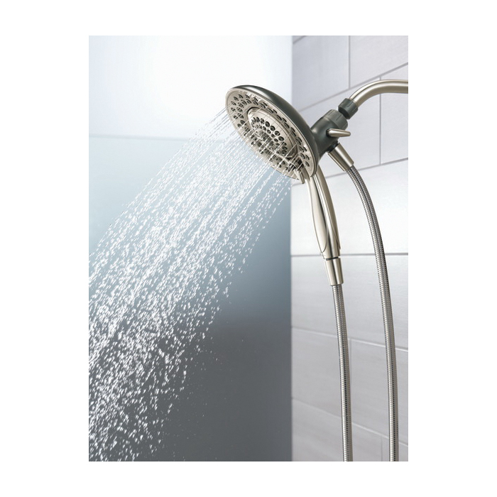 DELTA 75583CSN Shower, Round, 1/2 in Connection, IPS, 1.75 gpm, 5-Spray Function, Plastic, Brushed Nickel - 3