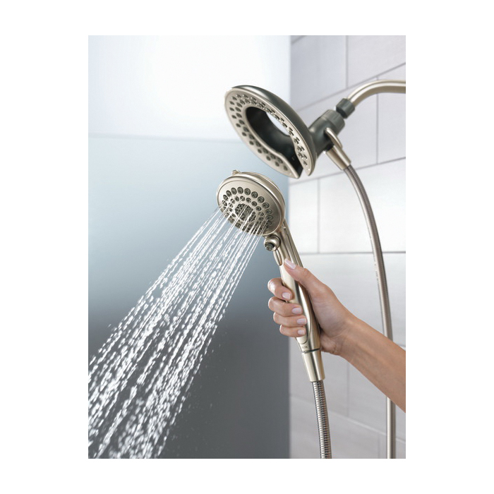 DELTA 75583CSN Shower, Round, 1/2 in Connection, IPS, 1.75 gpm, 5-Spray Function, Plastic, Brushed Nickel - 5