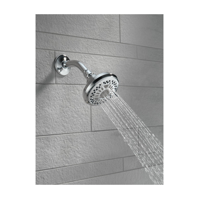 Shower Head, Delta, Wall Mount, 1.75 gpm, 1/2 in Connection, IPS, 6-Spray Function, Chrome, 4-3/8 in Dia - 2