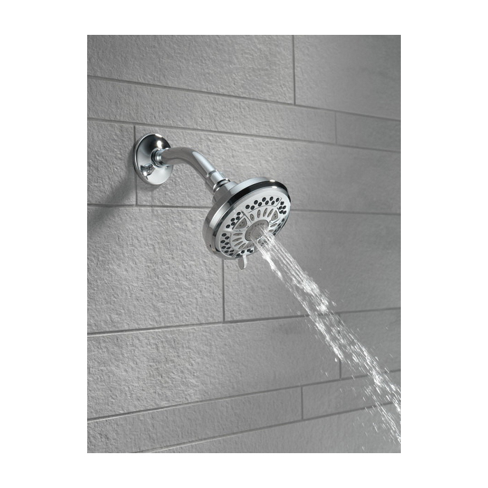 Shower Head, Delta, Wall Mount, 1.75 gpm, 1/2 in Connection, IPS, 6-Spray Function, Chrome, 4-3/8 in Dia - 4