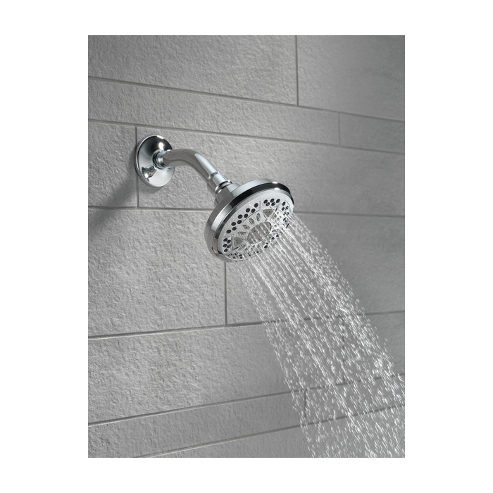 Shower Head, Delta, Wall Mount, 1.75 gpm, 1/2 in Connection, IPS, 6-Spray Function, Chrome, 4-3/8 in Dia - 5