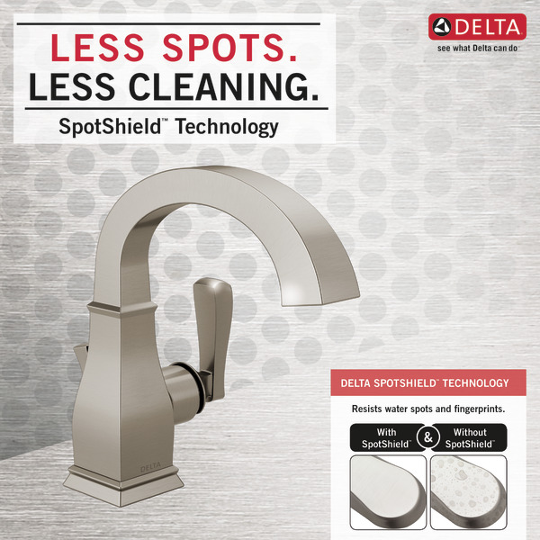 Delta LAKEWOOD Series 15718LF-SP Bathroom Faucet, 1.2 gpm, 1-Faucet Handle, Brass, Brushed Nickel, Lever Handle - 2