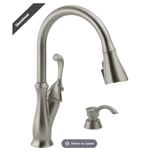 Delta Arabella Series 19950Z-SSSD-DST Kitchen Faucet, 1.8 gpm, Metal, Stainless, Deck, 8 in Faucet Centers, Lever Handle