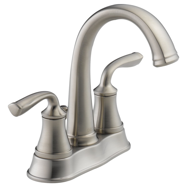 Delta Lorain Series 25716LF-SS-ECO Bathroom Faucet, 1.2 gpm, 2-Handle, 3-Faucet Hole, Stainless, Lever Handle