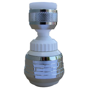 Lasco Siroflex 09-1228 Swivel Spray Aerator, White, 55/64-27 x 15/16-27 Female x Male, Plastic, Chrome Plated, 2.2 gpm