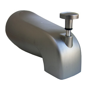 Lasco 08-1065 Universal Bathtub Spout with Diverter, Satin Nickel, For: 1/2 or 3/4 in Female Pipe