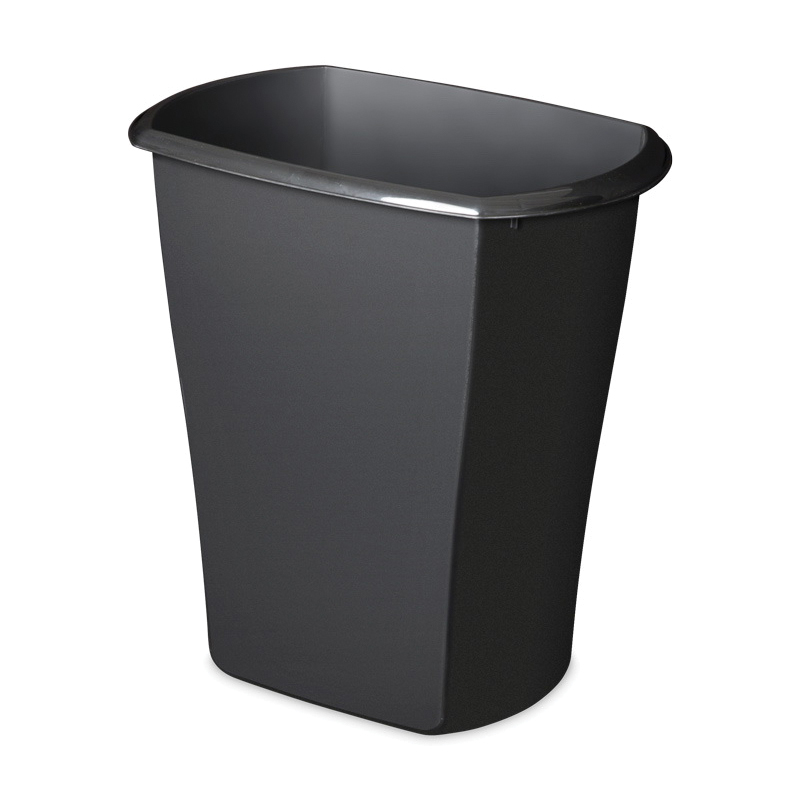 Sterilite 10529006 Waste Basket, 5.5 gal Capacity, Plastic, Black, 15-7/8 in H