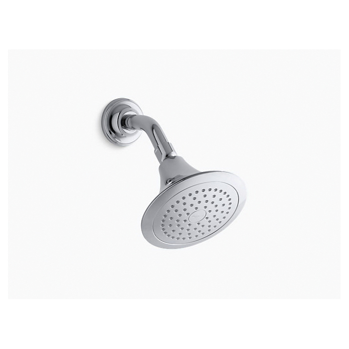 Kohler Forte Series K-R10282-G-CP Shower Head, Round, 1.75 gpm, 1/2 in Connection, NPT, 1-Spray Function, Chrome