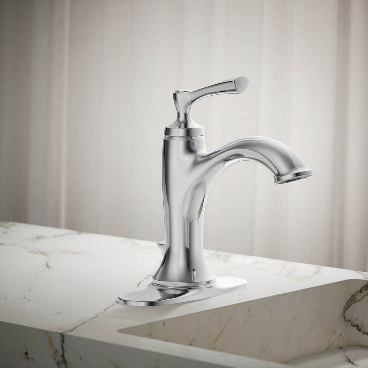 Kohler Elliston Series R72782-4D1-CP Bathroom Faucet, 1.5 gpm, 1-Faucet Handle, Metal, Chrome-Plated, Lever Handle, Yes - 3