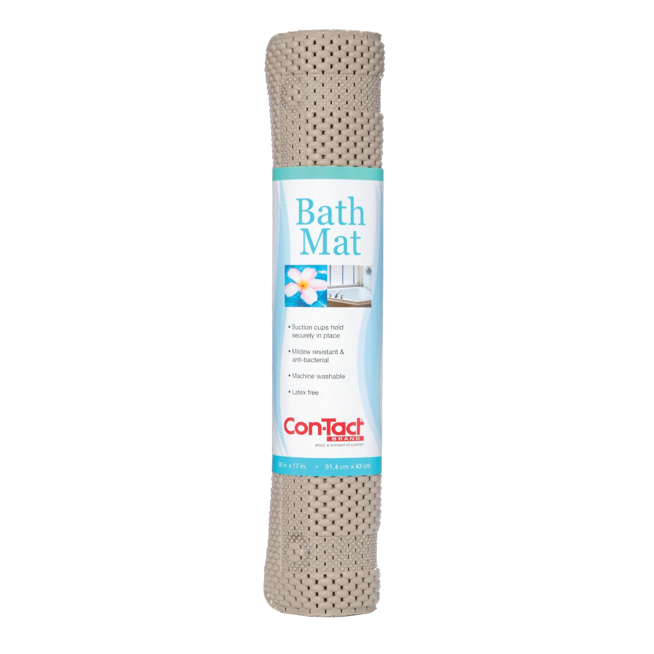 Con-Tact BMAT-C4N08-04 Grip Bath Mat, 36 in L, 17 in W, Taupe