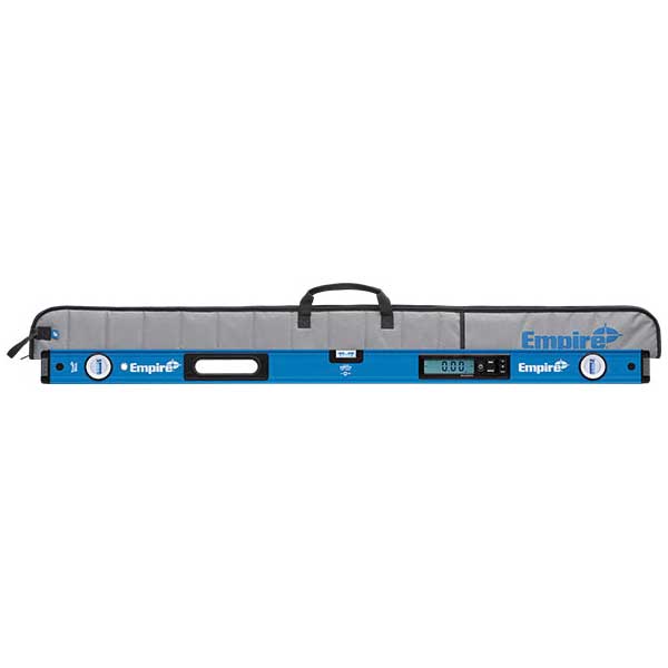 E105.48 Digital Box Level with Case, 48 in L, 3-Vial, Non-Magnetic, Aluminum, Blue/Silver