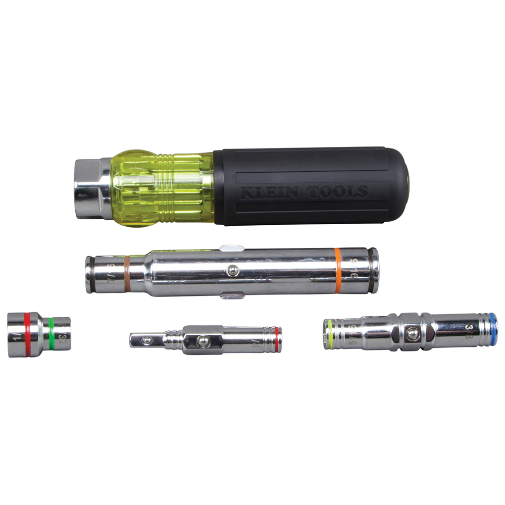Klein Tools 32807MAG Nut Driver, 1/4, 5/16, 11/32, 3/8, 1/2, 7/16, 9/16 in Drive, 9.54 in OAL, Cushion-Grip Handle