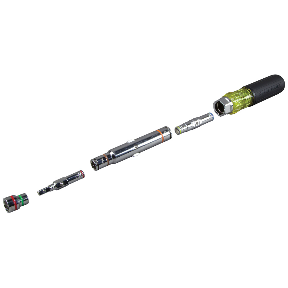 Klein Tools 32807MAG Nut Driver, 1/4, 5/16, 11/32, 3/8, 1/2, 7/16, 9/16 in Drive, 9.54 in OAL, Cushion-Grip Handle