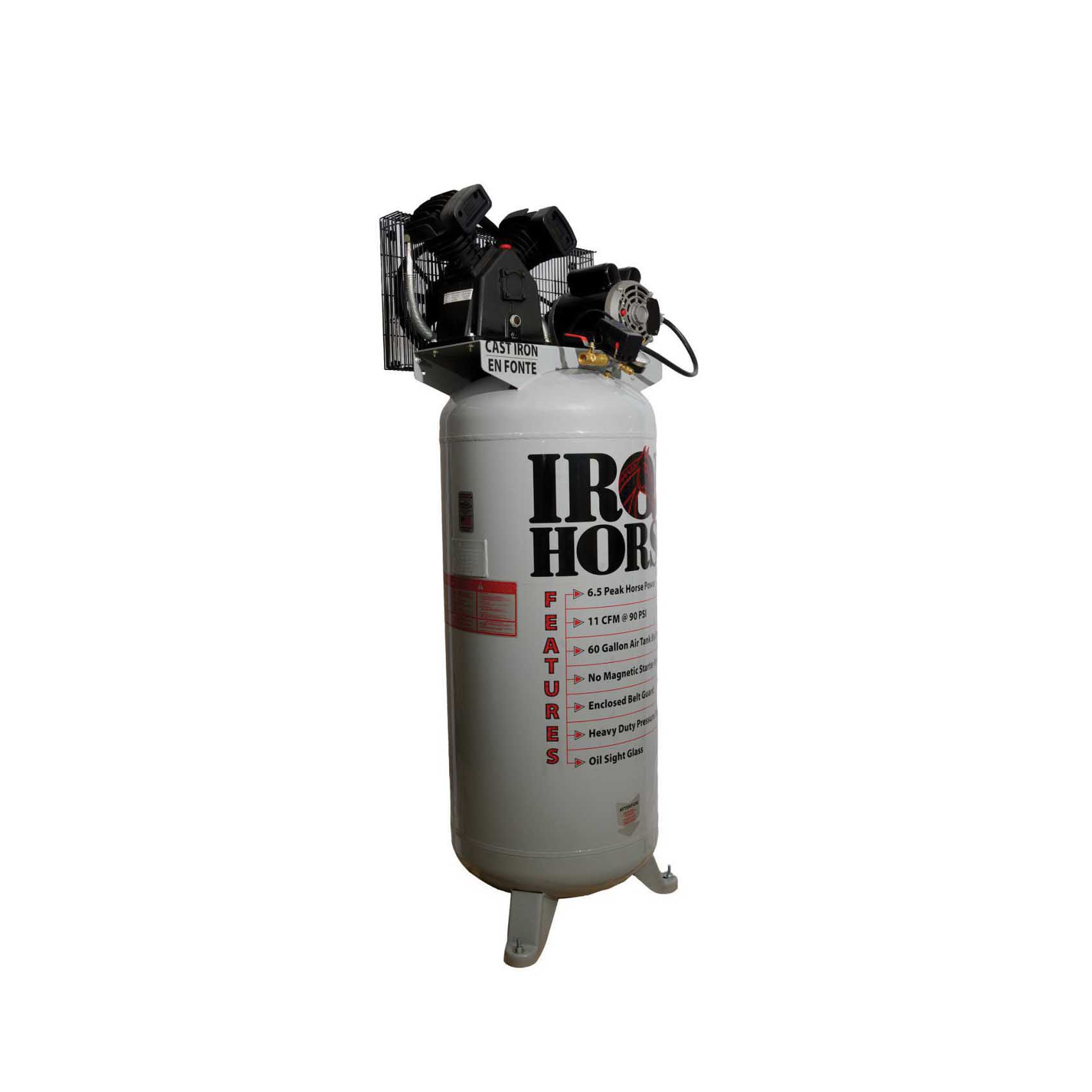 IHD6160V1 Air Compressor, Tool Only, 60 gal Tank, 6.5 hp, 208/230 V, 150 psi Pressure, 11.2 cfm Air