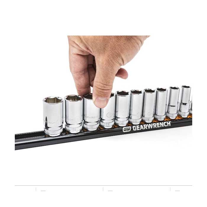 GearWrench 83126 Socket Rail, 14-Drive Clip, 14-1/2 in L, Aluminum - 5