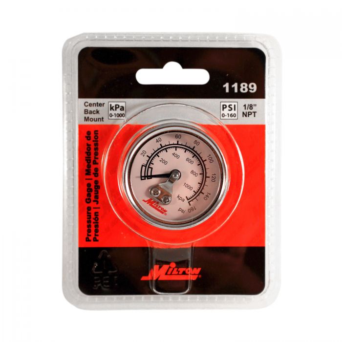 Milton 1189 Gauge, High-Pressure, Mini, ABS/Brass/Polycarbonate, 1-1/2 in L x 1-1/2 in W x 2 in H