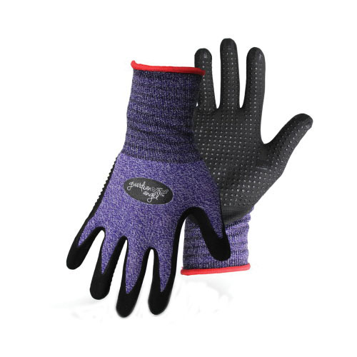 Guardian ANGEL Coated Gloves, Boss, M, Knit Wrist Cuff, Nitrile Coating, Nylon Glove, Purple/Red - 2