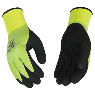 Hydroflector 1786P-L Protective Gloves, Men's, L, Knit Wrist Cuff, Latex Coating, Acrylic Glove, Black/Green - 1