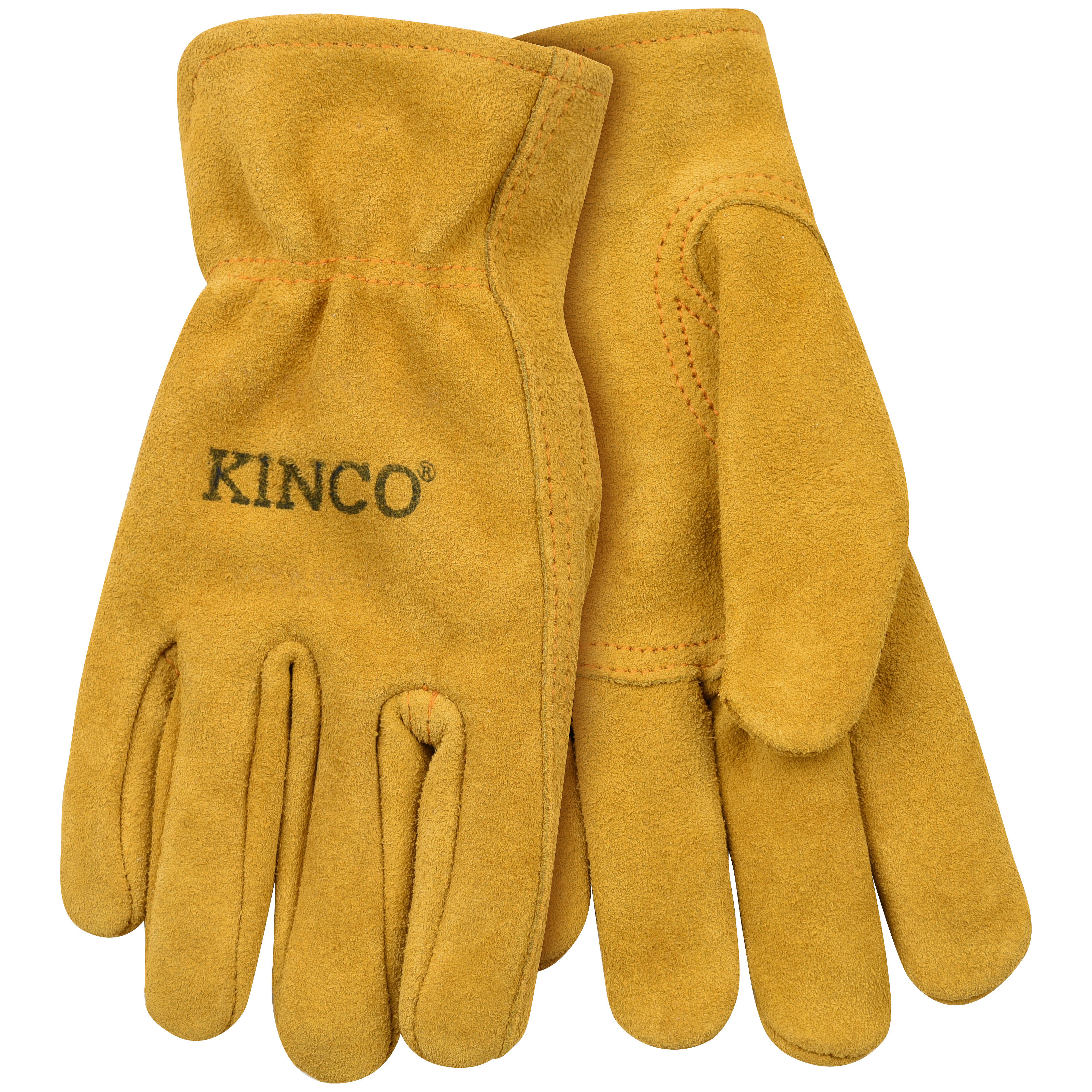 50-KS Kid's Driver Gloves, S, Keystone Thumb, Easy-On Cuff, Suede Cowhide Leather, Gold