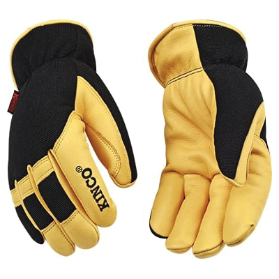 101HK-L Safety Gloves, Men's, L, Wing Thumb, Shirred Elastic Wrist Cuff, Polyester/Spandex Back, Gold