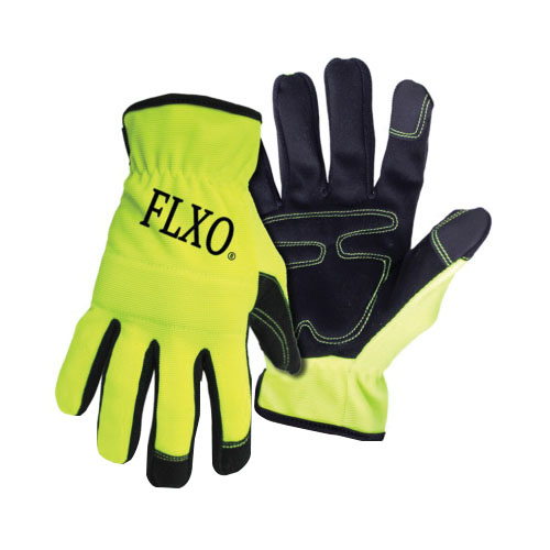 901L Mechanic Gloves, Men's, L, Open Cuff, Synthetic Leather, Black/Green