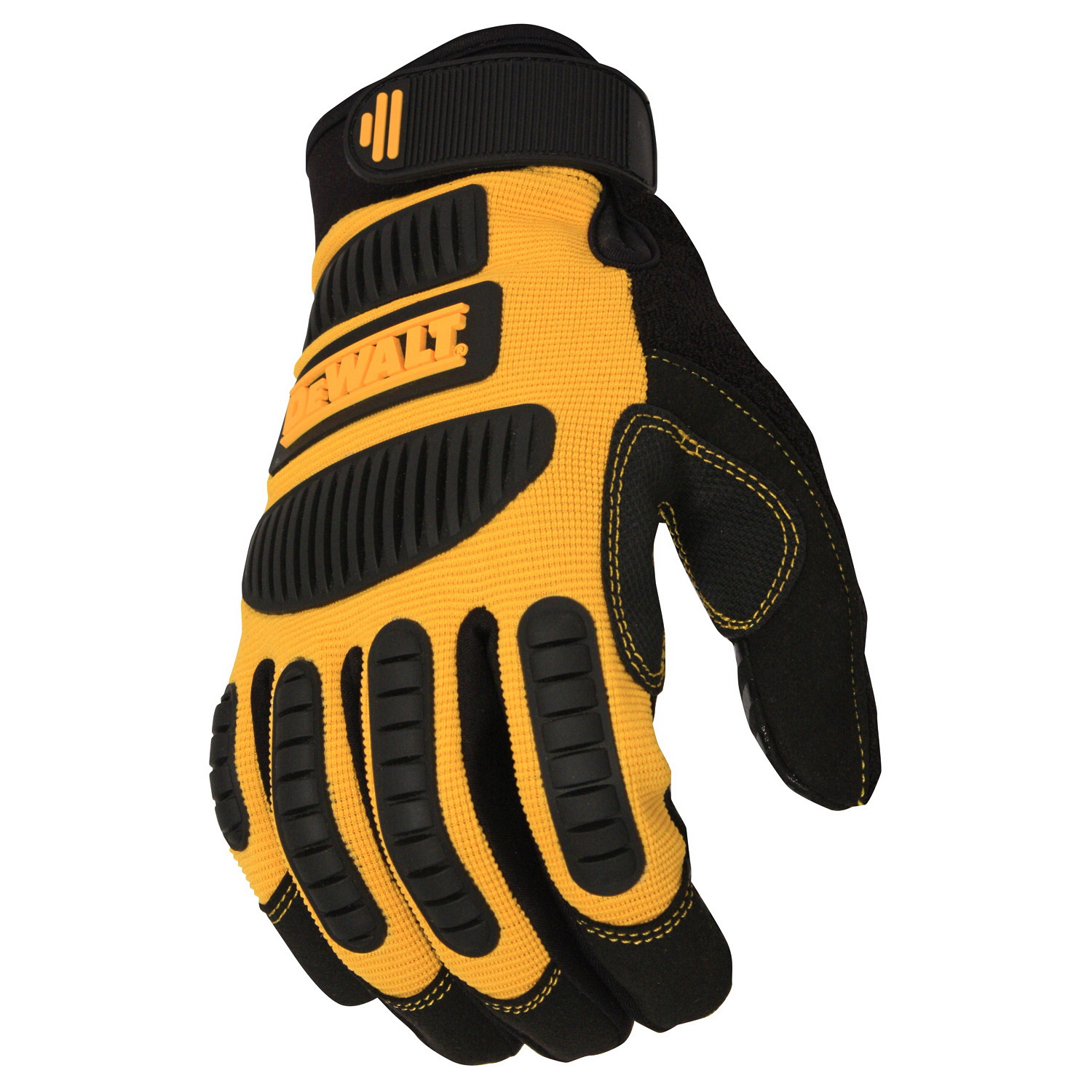 DeWALT DPG780XL Mechanic Gloves, Men's, XL, Reinforced Thumb, Hook-and-Loop Cuff, Synthetic Leather, Yellow