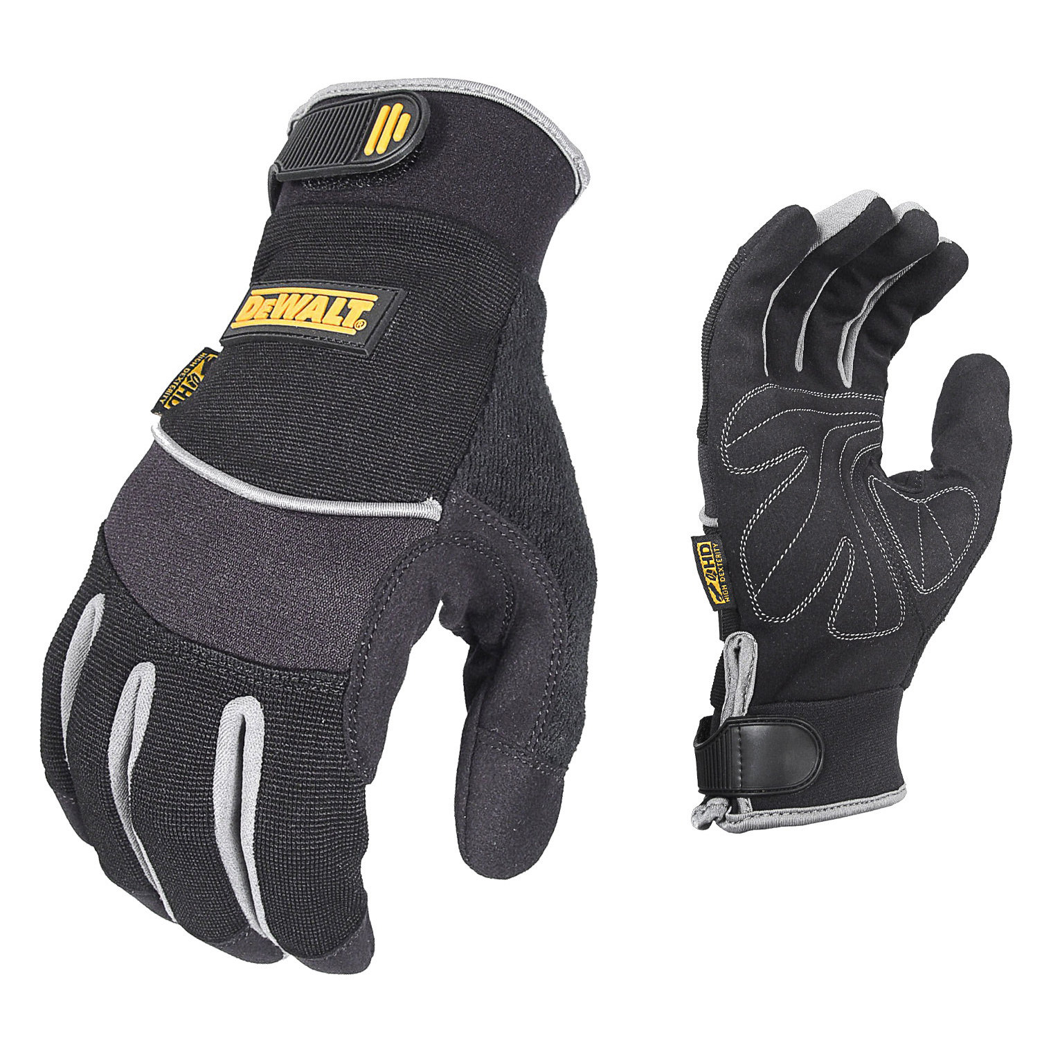 DEWALT DPG200M Utility Gloves, M, Hook-and-Loop Cuff, Synthetic Leather, Black